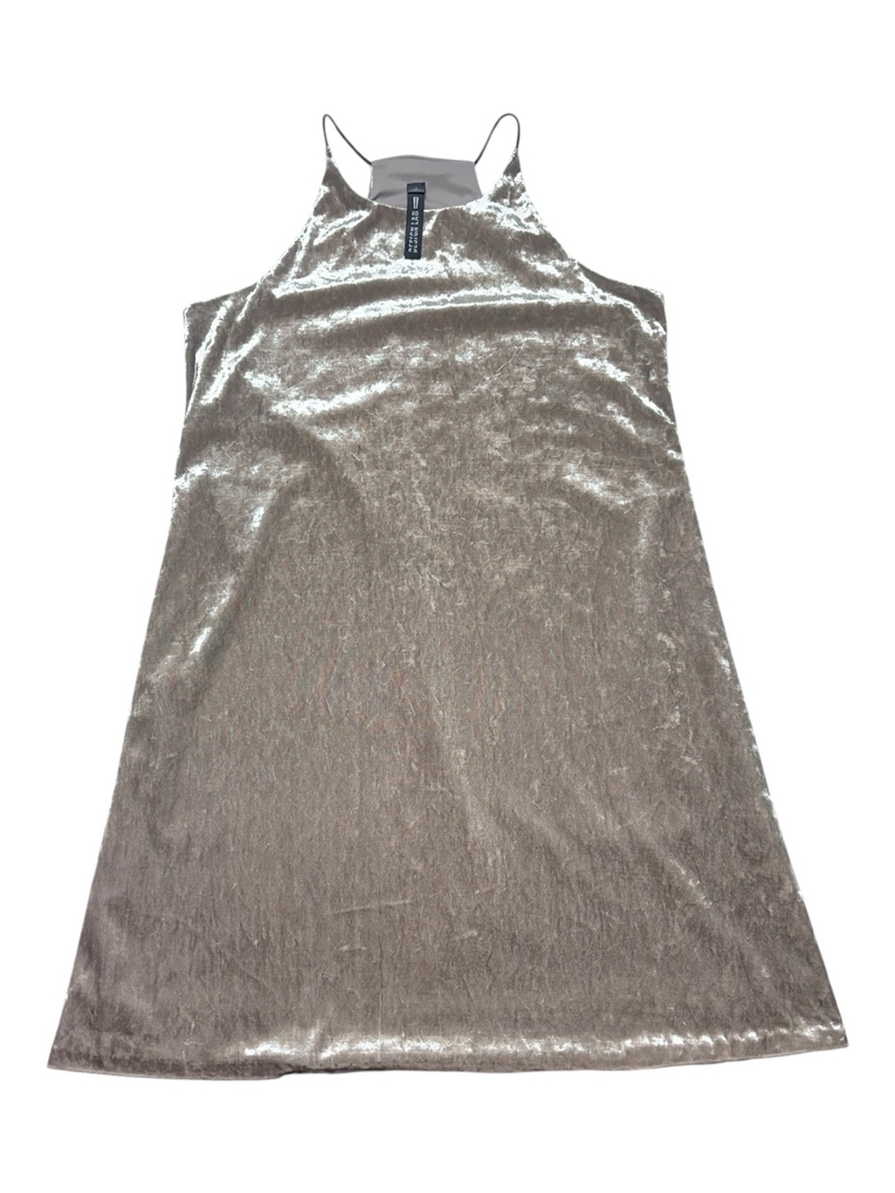 Design Lab Lord & Taylor Velvet Slip Dress Taupe Silver M Minimalist Party